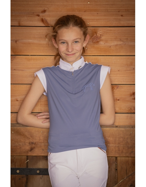 Polo de Concours Séville Mesh Bleu Gris - Enfant